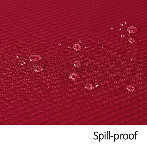Image of maxmill Round Textured Tablecloth Spill-Proof Wrinkle Free Soft Jacquard Table Cloth for Round Table Cover, for Dining Room Buffet Banquet Parties Holiday Dinner, 70 Inch Red
