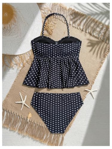 Image of SHENHE Girl's 2 Piece Halter High Waisted Tankini Ruffle Swimsuit Bathing Suit Bikini Sets