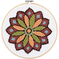 Dimensions 72-70028 Orange and Blue Flowers Punch Needle