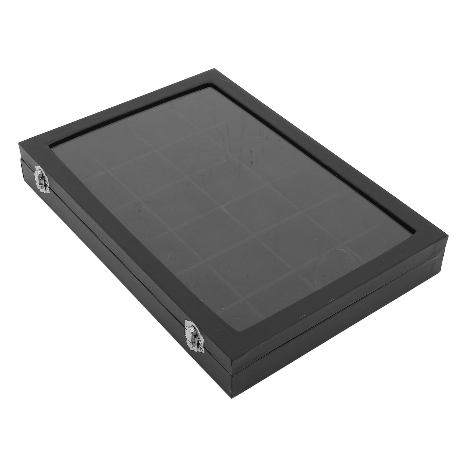 Boîte à Sachets de Thé Noire Rangement Pratique en Plastique Pu avec 24 Compartiments, Couvercle Transparent pour Bureau Cuisine