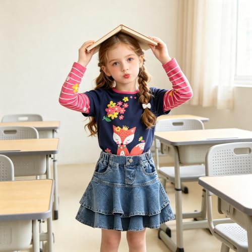 Image of VIKITA Girls Long Sleeve T-Shirt, Cotton Graphic Top