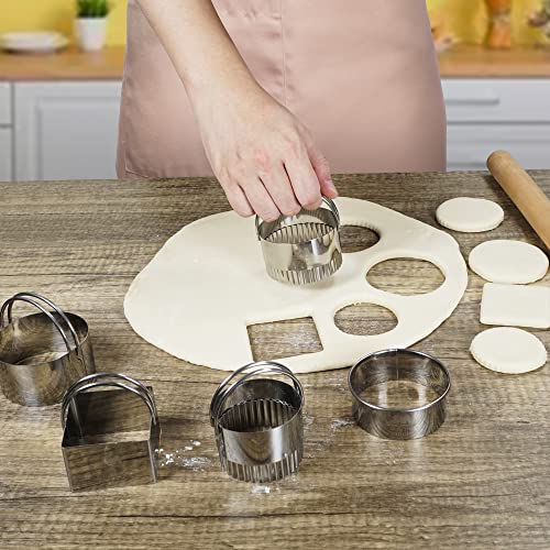 M Jingmei Biscuit Cutter Set For Baking 2Inch 2.5Inch 3Inch 3.5Inch 4Inch 5Inch Large Size Round Metal Baking Rings With Handle For Pastry, Biscuits, And Dough Cutting 6Pcs Set Gift Package #TOP6