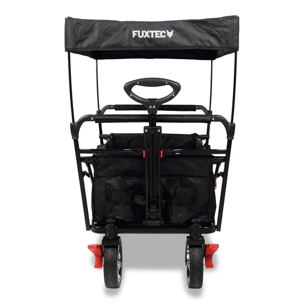 Carrello pieghevole Bollerwagen City per il trasporto di bambini con tetto di protezione UV FUXTEC City FX-CT500 Nero