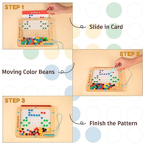 Woodtoe Wooden Magnetic Drawing Board For Kids | Montessori Magnetic Dot Board For Toddlers 3 4 5 6 Years Old | Magnetic Doodle Board With Dots Travel Toys Gift For Toddler Boys Girls #TOP2