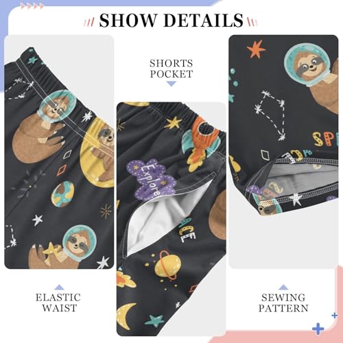 ZZXXB Space Sloth Rocket Boys Long Pants Soft Trousers Elastic Waist Kids Lounge Bottoms with Pockets S-XL4
