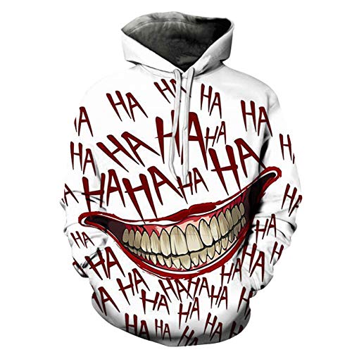 Sudaderas con Capucha Sudadera con Capucha con Estampado 3D para Hombre, Jersey de Payaso, Sudadera con Capucha Haha Joker, monopatín Hip Hop