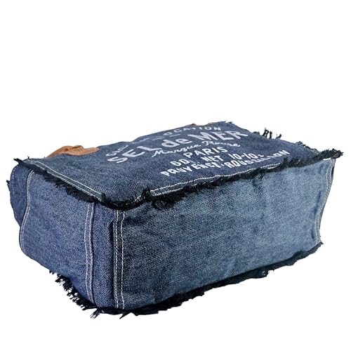 Bolso tote de lona reciclada y cuero 10X13 pulgadas miniatura 7