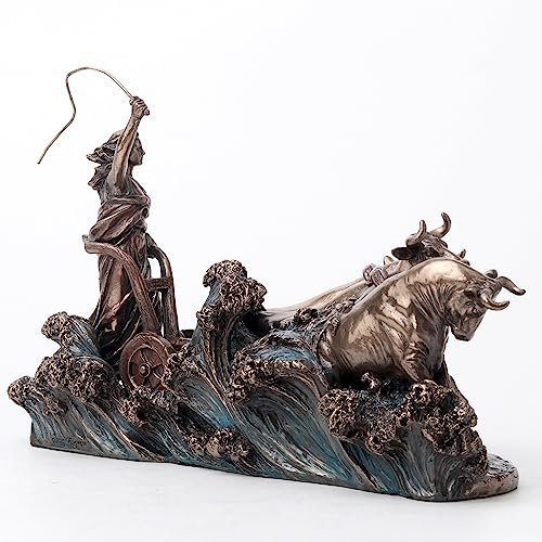 Estatua Gefjon Diosa Nórdica de Bronce 7.5 in miniatura 3
