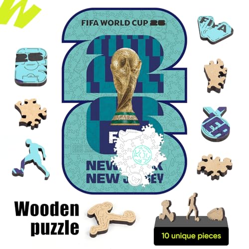Image of FIFA World Cup 2026 City Poster Puzzles for Adults- 200 Pieces Unique Shaped Wooden Puzzles,New York - New Jersey Football Jigsaw Puzzle Gifts for Soccer Fans, Officially Licensed, 5MM Thick
