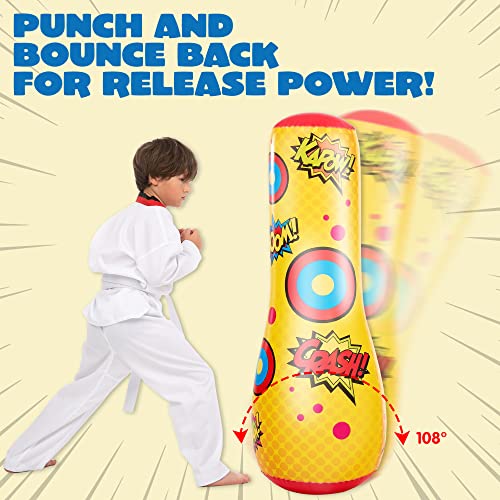 2 Pack Inflatable Bopper, 47 Inches Kids Punching Bag with Bounce-Back Action, Inflatable Punching Bag for Kids - Image 3