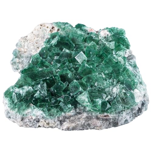 KYEYGWO Natural Green Fluorite Crystal Cluster Geode Druzy Specimen Mineral Raw Stone for Meditation, Witchcraft, Home Decor (501g-600g)