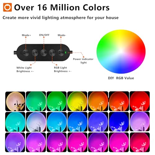 Image of LED Sunset Lamp Projector,Multicolor Changing with USB Port,Sunset Light 180Rotation for Room Decor,Sunset Lamp for Bedroom,Photography Party,Tiktok Live,Gift for Halloween, Christmas