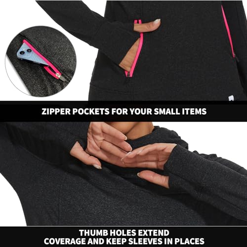 Soneven Women's Fleece Running Pullover Winter Outdoor Thermal Sweatshirts Cold Weather Ski Hiking Shirts With Thumbholes3