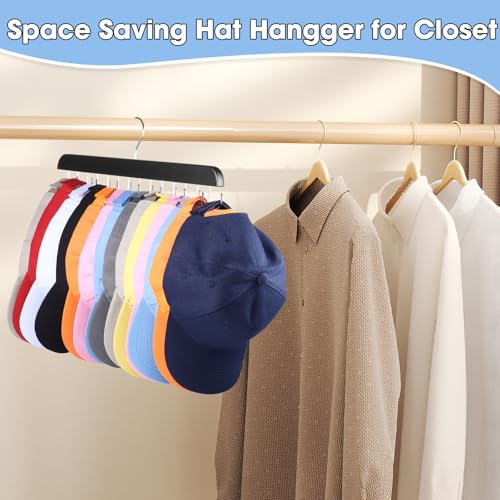 Dntorx Hat Hangers for Closet, 2 Pack Cap Organizer with 20 Hooks, Black - image 3