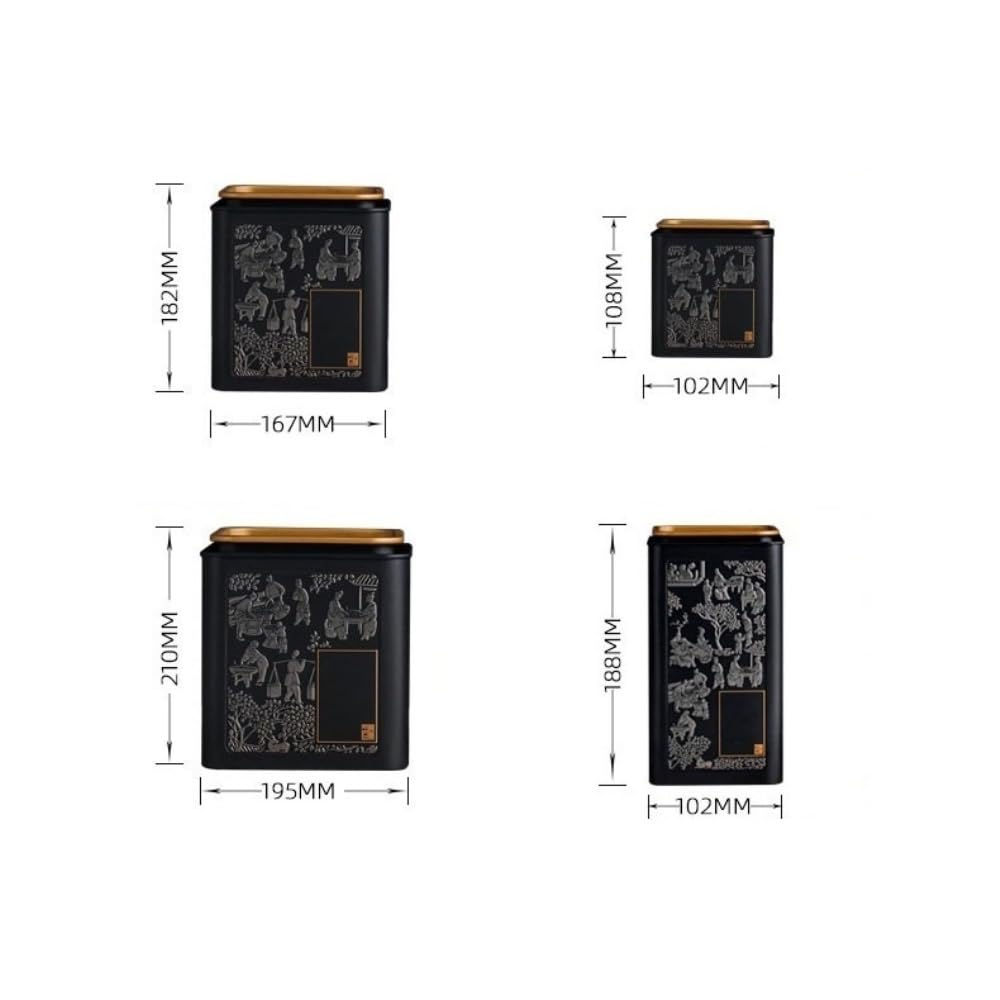 HLTYGWX Teedose, Vorratsbehälter für große Teemengen, quadratische Eisendose, versiegeltes Glas, großes Fassungsvermögen, leeres Glas, Tee-Set, einzelnes Glas, Geschenkbox-Set, Teedose (A)