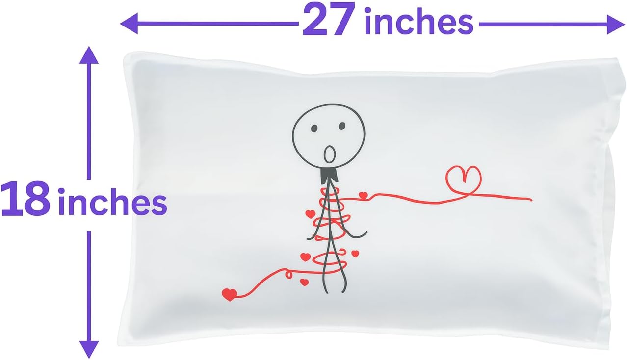 Romantic Couple Pillowcases Set of 2, Love Knot Satin Pillow Covers, Wedding Honeymoon for Couples, Bride and Groom Bedroom Decor, Fits 27 x 18 Inch Pillows