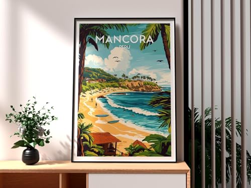 Mancora Peru Travel Art Poster Beach Wall Print