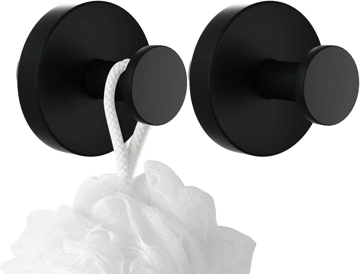 Suction Cup Hooks for Shower,Bath Towel Hook,Heavy-Duty 304 Stainless Steel Suction Hooks for Bathroom Kitchen,Door,Glass,Mirror,Tile- Easy to Install,Strong Adsorption,Black - 2 Pack (2 Pack, Matte Black) Thumbnail