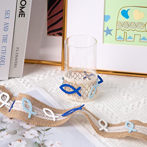 HAKACC Kommunion Deko, 100 Stück Tischdeko Konfirmation, Taufe Streudeko Holz Kreuz Fisch Babyshowerparty