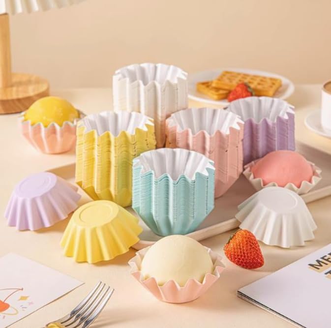50 PCS Trumpet Shaped Cupcake Liners Wrappers Home Baking Kitchen Supplies Paper Baking Cups Cupcakes or Mini Snacks image 3