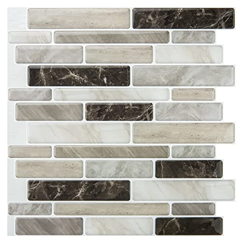 Wowstar 10-Sheet Peel And Stick Tiles, Marble Look Kitchen Backsplash Tiles, 11.5"X11.6" Light Brown #TOP5
