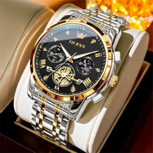 Image of OLEVS Watches for Men Dress Chronograph Luxury Stainless Steel Big Face