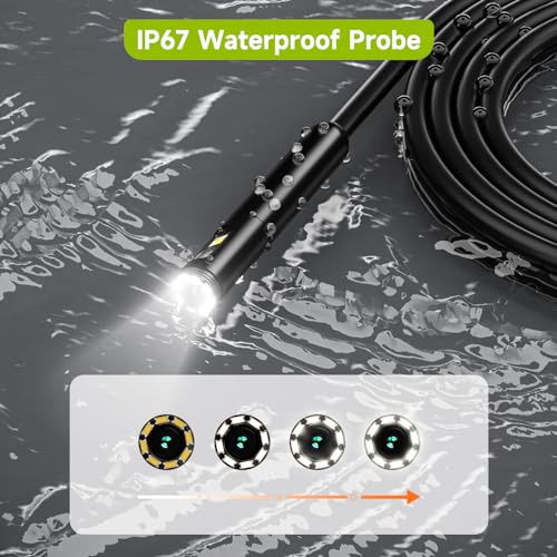 Z34 Endoskopkamera mit Licht 10m, inspektionskamera Triple Lens DREI Linsen Endoskop mit...