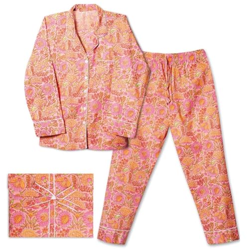 Huar Cotton Pajamas for Women Set - Luxurious Cotton Womens Pajama Sets - Comfortable PJ Set, Breathable & Light Pjs