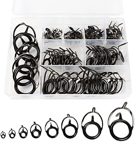 FREE FISHER Rod Tip Repair Kit Rod Repair Kit Fishing Rod Tips Stainless Steel Ceramic Ring Guide Rod Repair Replacement,75pcs 8 Sizes