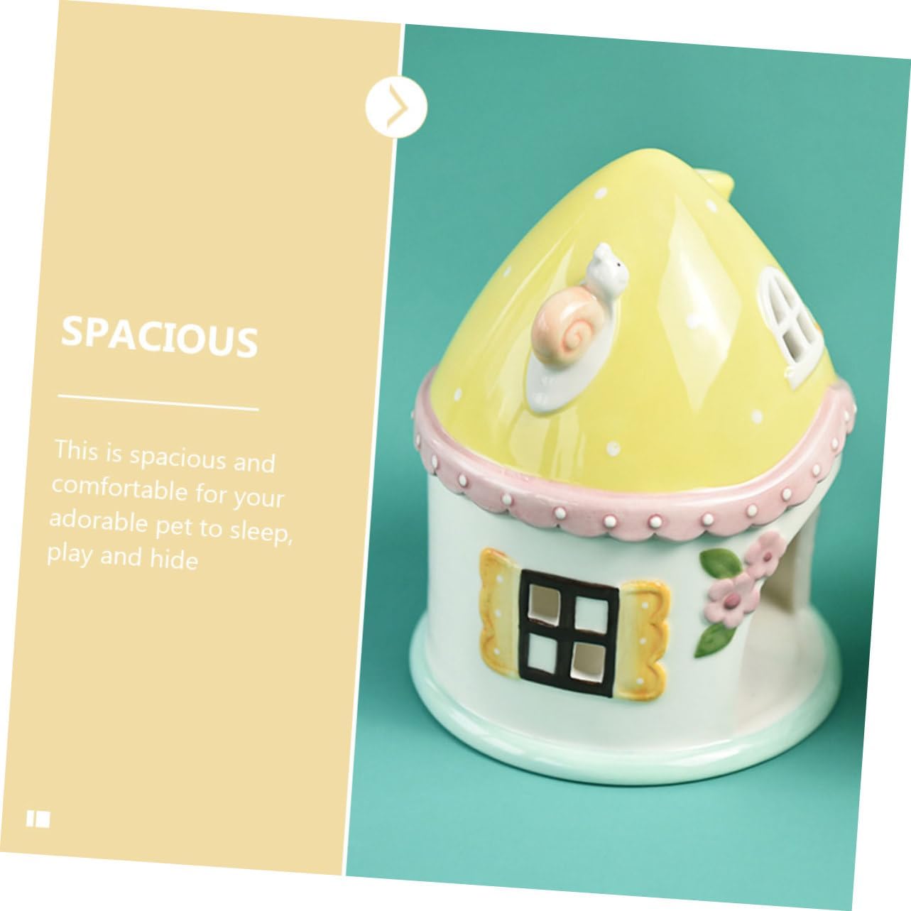 Mikikit Ceramic Castle Nest Animal Bed for Guinea Pig Decorative Hamster House Hideout Comfortable Pet Bedding