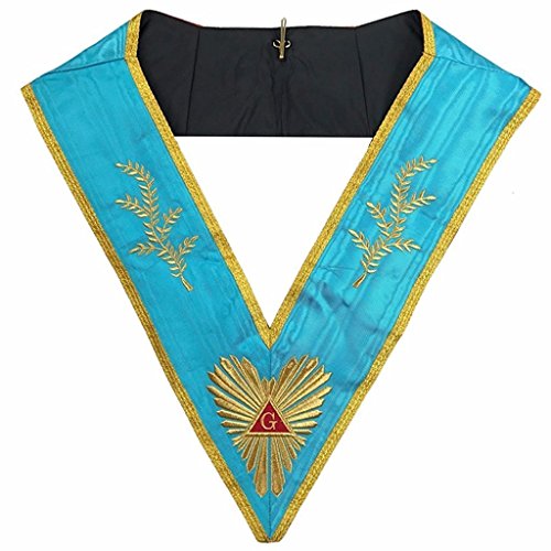 Bricks Masons Past Worshipful Master Memphis Misraim French Regulation Collar - Sky Blue Moire