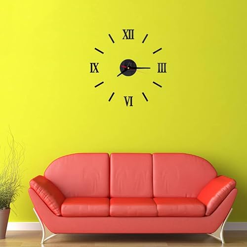 Miniatura 9 de LIFKOME Reloj de pared grande 3D DIY sin marco, reloj de pared con números romanos grandes, reloj de pared de espejo gigante para sala de estar,