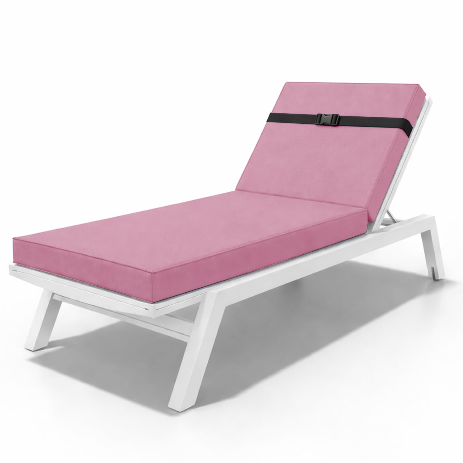 Coussin de Chaise Longue Rayé Imperméable, Bain de Soleil Pliable Épais, Sangles Antidérapantes pour Jardin, Terrasse, Plage et Salon