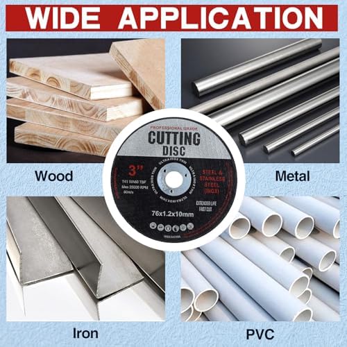 10 Pcs 76mm Cutting Disc, Grinder Discs, Angle Grinder Discs for Cutting Metal, Aluminum, Rebar, Wood (76mm x 1.2mm x 10mm) 6 10 Pcs 76mm Cutting Disc, Grinder Discs, Angle Grinder Discs for Cutting Metal, Aluminum, Rebar, Wood (76mm x 1.2mm x 10mm) - Image 6