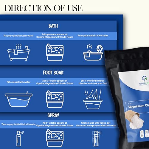 Image of Opuline Pure Magnesium Chloride Flakes| Natural Bath Soak for Muscle Recovery,Relaxation, Pain Relief and Sleep Support (500 gms)