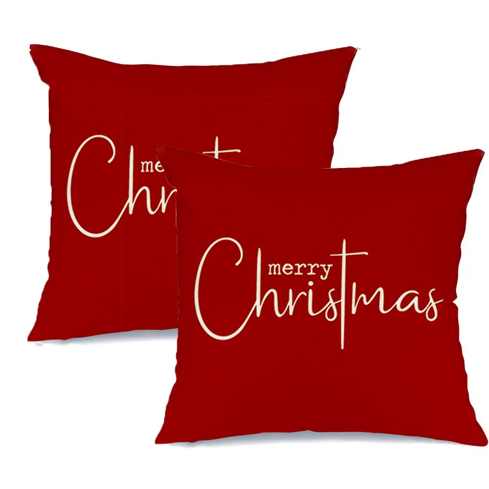 RABUSOFA Christmas Pillows Decorative Throw Pillows,Merry