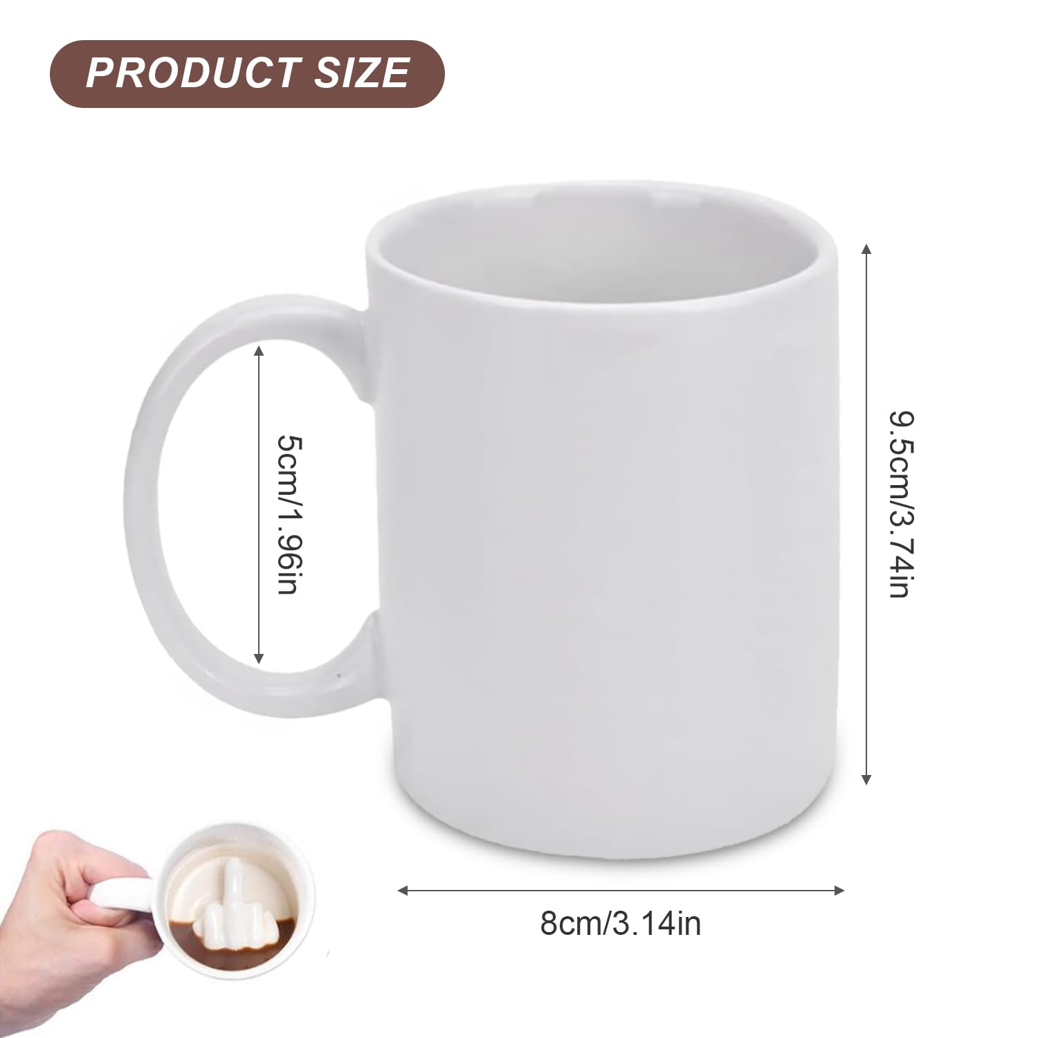 Ceramiczny kubek do kawy ze środkowym palcem, Up Yours kubek palec zabawny kubek ceramiczny, podstawa kubka środkowego palca, 300 ml, najlepszy prezent dla kogoś wyjątkowego, prima aprilis