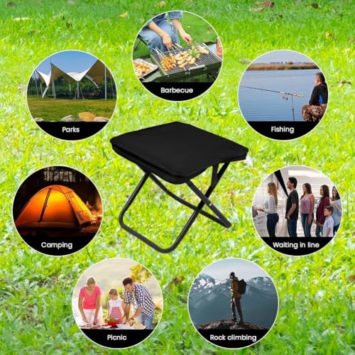 Image of MOROVIK Folding Stool, Mini Outdoor Camping Stool, Portable Small Foldable Lightweight Hunting Seat with Zippered Carrying Bag, Folding Slacker Chairs for Fishing Travelling Picnics (Multi)