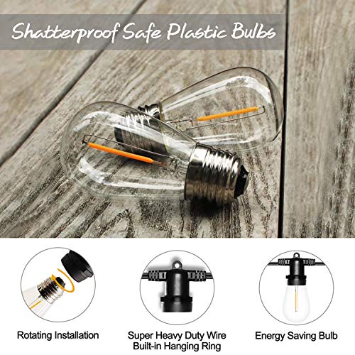 Anting S14 Led-lichtsnoer voor buiten, retro, IP65 waterdicht, 30 x 1 W ledlampen, E27, warmwit, voor binnen en buiten… - Afbeelding 5