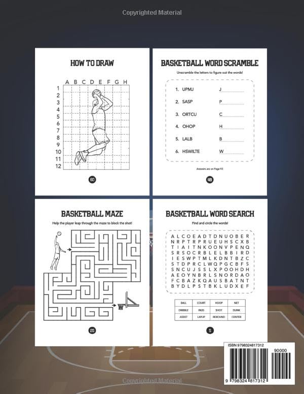 Basketball Activity Book for Kids: Mazes, Coloring, Dot to Dot, and More! Slam Dunk Your Way into Fun and Learning with Themed Word Searches, and Basketball Tips for Kids Aged 6-8 - Image 2