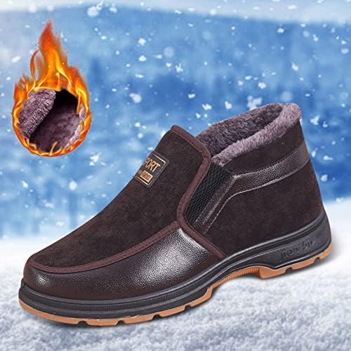 Winterschoenen voor heren, gevoerde warme sneeuwlaarzen, platte waterdichte outdoorschoenen, wandelschoenen, slip-on zonder veters, korte laarzen, modieuze casual sneeuwschoenen, winterlaarzen, zwart