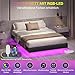 DICTAC Bett 140x200 mit Verstellbarer Beleuchtung,Bettgestell 140x200 mit weicher Polsterung, Floating Bed Frame, Gepolstertes Jugendbett für Schlafzimmer, Gästezimmer, Leichte Montage, Schwarz