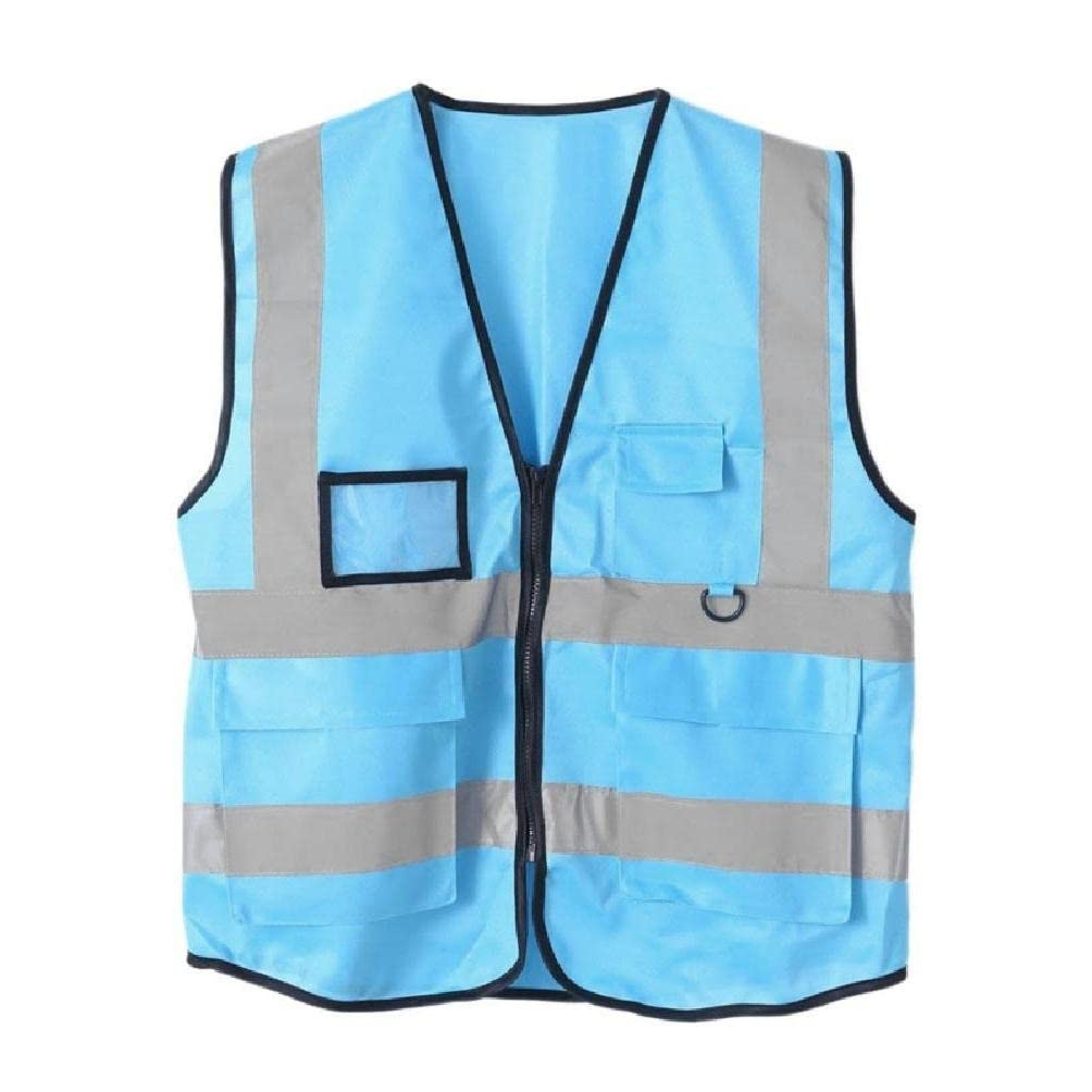 DIB Safety Vest Reflective High Visibility Vest with Pockets & Zipper Construction Work Vest Hi Vis Yellow Portable Safety Vest High Visibility Safety Vest Reflective Jacket Security Waistcoat