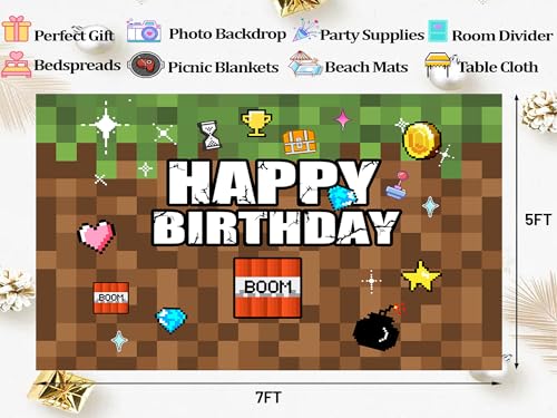 Pixel Birthday Backdrop (7x5ft)