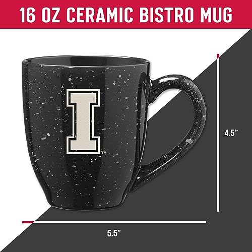 Image of Rico Industries NCAA Idaho Vandals Black Personalized 16 oz Team Color Laser Engraved Speckled Ceramic Coffee Mug