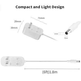 Tonton 36W 12V 3A/3000mA Power Supply Adapter 6ft Cord DC Power Cable to 110-240V AC Adapter UL/CE/FCC Certified 5.5mmx2.1mm DC Plug with LED Terminal Connector for LED Strip Light,CCTV Camera(White)