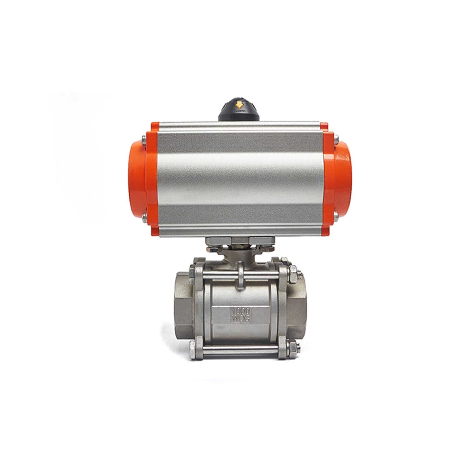 Valvole a sfera pneumatiche 1-1/2 "Valvola a sfera pneumatica a piattaforma alta a tre pezzi in acciaio inossidabile 304 Q611F-16P Cilindro a doppio effetto