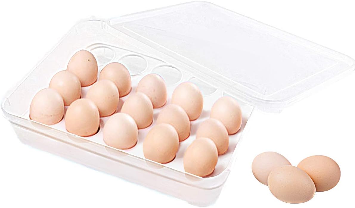 WTSHOP Egg Tray Holder Egg Box with Cover,Refrigerator Storage Container, 20 Egg Tray Storage Containers Refrigerator Storage Box Egg Holder Egg Tray Boxes Egg Holder for Refrigerator Egg Container