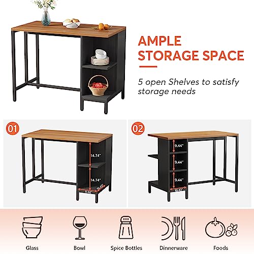 Tribesigns Kitchen Island, Kitchen Shelf Bar Table with 5 Open Storage Shelves and Large Worktop, Industrial Butcher Block Island (Stools Not Included) by Tribesigns - Image 4