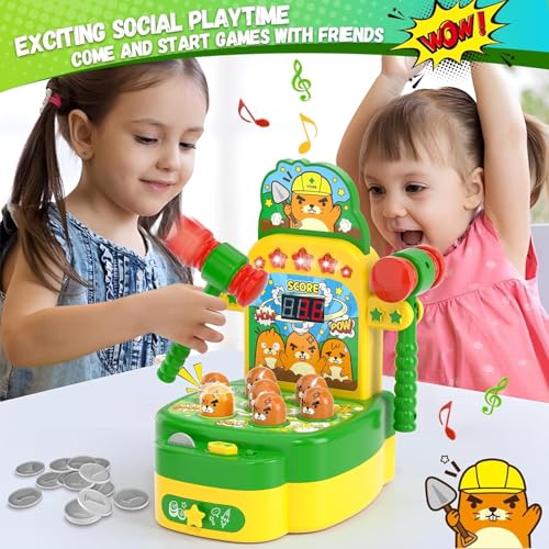 Image of Amoyasite Mole Whack Game for Kids, Arcade Game Toy for Kids Ages 3+, Mini Electronic Hammering Interactive Pounding Game, Cartoon Cute Style Halloween Toy, Gift for Toddler Boys Girls